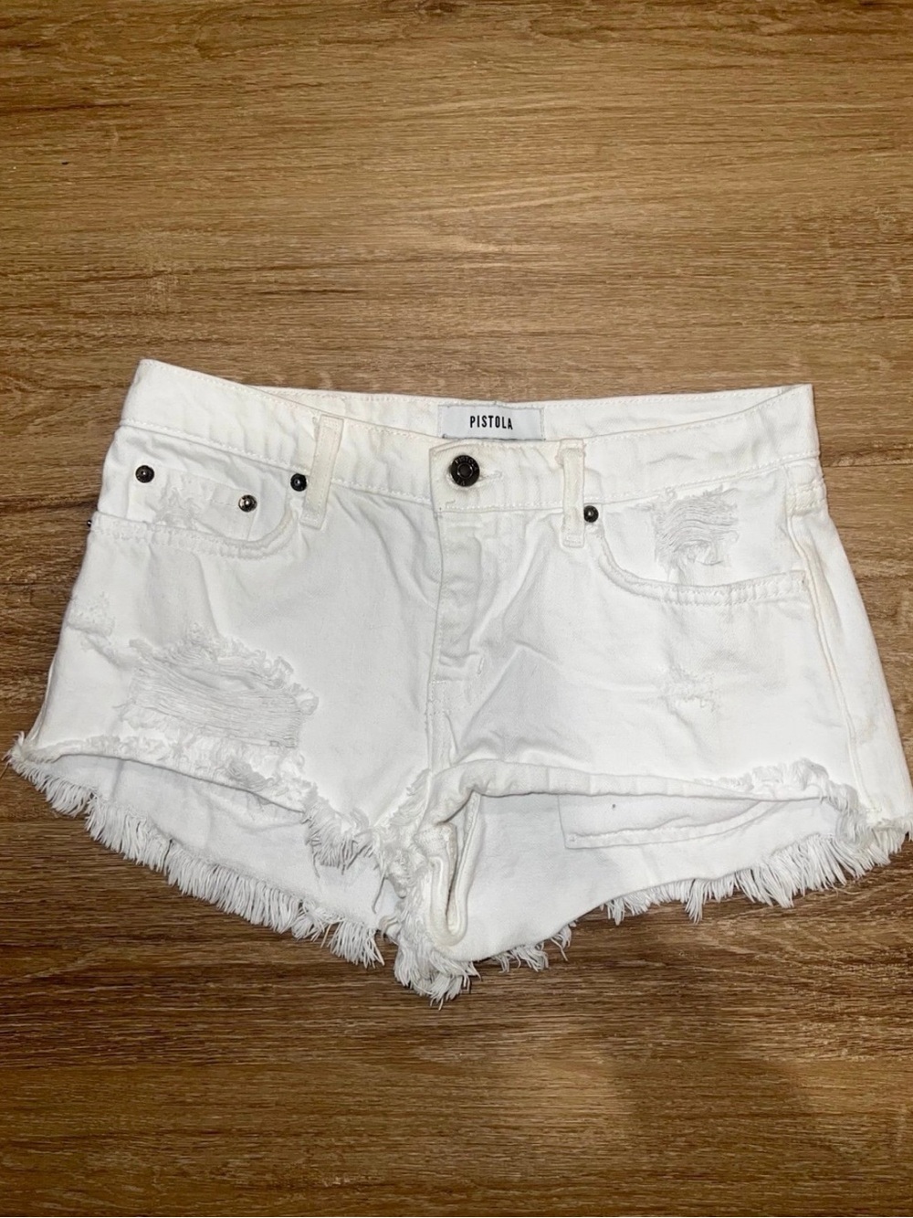 pistola | pistola White Distressed Denim Shorts